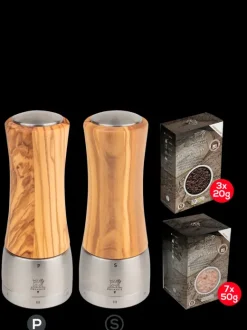 Peugeot Saveurs Madras u'Select Olive Wood 16cm Bundle^ Mühlensets|Salzmühlen