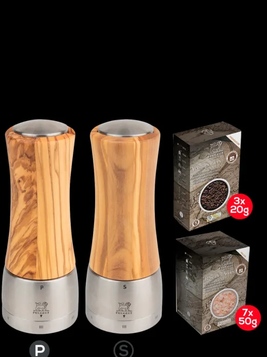Peugeot Saveurs Madras u'Select Olive Wood 16cm Bundle^ Mühlensets|Salzmühlen